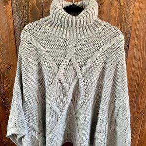 Women's Aran Cable Poncho Sweater